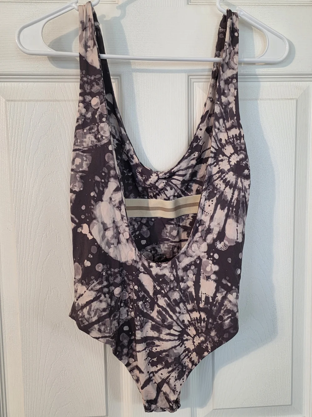 Scoop Neck Low Back Onyx Tie Dye pattern One-Piece Bodysuit And Swimsuit